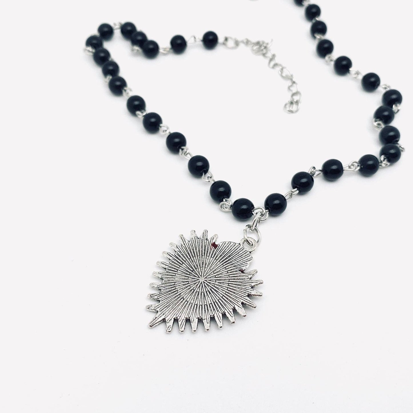 Gothic Red Devil's Eye Pendant Beaded Chain Necklace